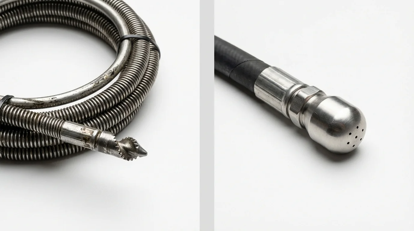 Drain snake cable and hydro jetting nozzle used for drain cleaning in West Rutland, VT