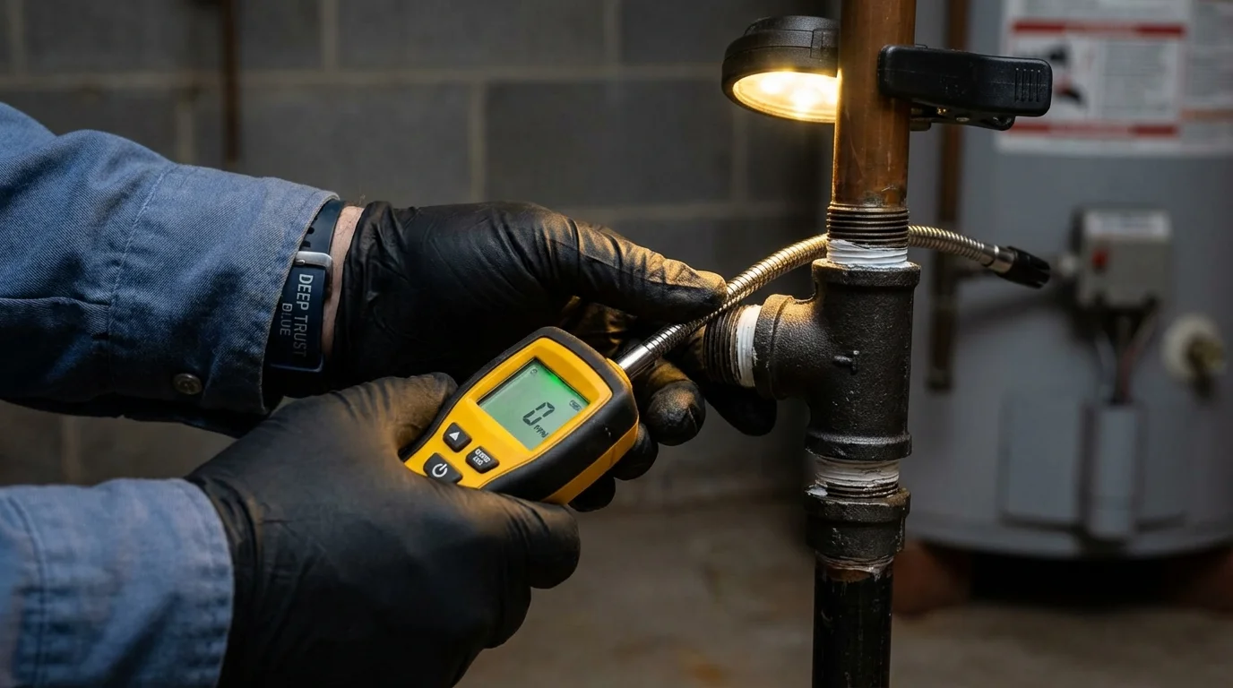 Gas leak detection with electronic sniffer by Johns Plumbing LLC in West Rutland